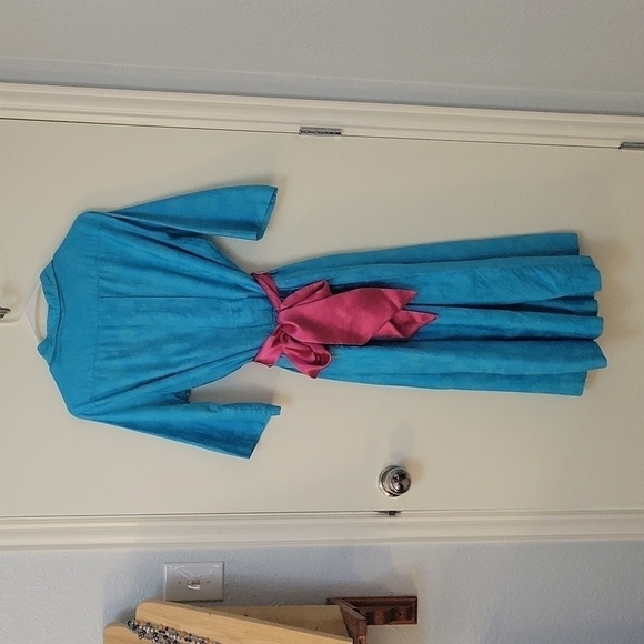 Vtg Handmade 1940s-1950s I love lucy floral damask Land Girl shirt Dress - Picture 2 of 11